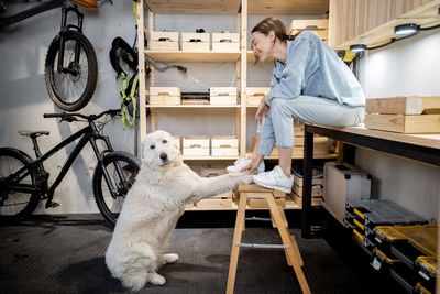 Man with dog at home