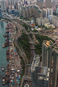 High angle view of city