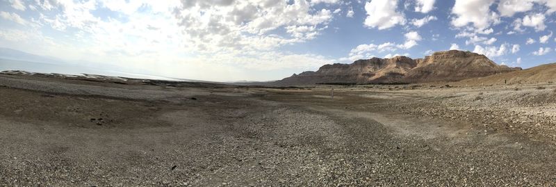 Scenic view of arid landscape against sky