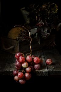 Close-up of grapes on table