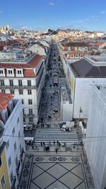 High angle view of buildings in city