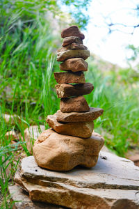 Stack of stones on rock