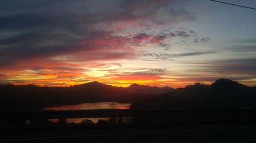 Silhouette of mountains at sunset