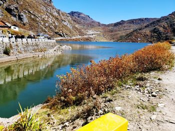 Scenic view of lake against sky