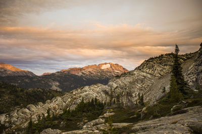 Alpenglow during sunset in british columbia, canada.