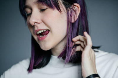 Close-up portrait of young woman