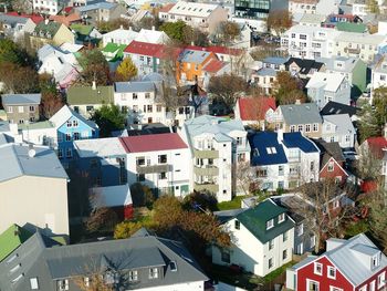 High angle view of residential buildings