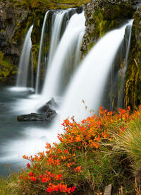 Scenic view of waterfall