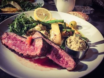 Close-up of food served in plate