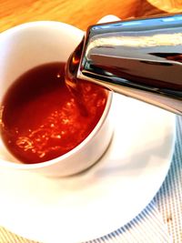 Close-up of coffee cup on table