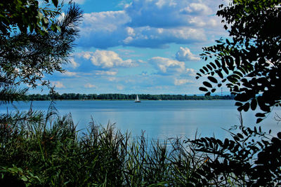 Scenic view of lake against sky