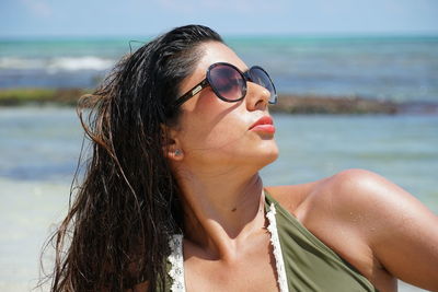 Portrait of woman on beach