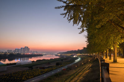 View of city at night