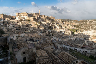 High angle view of townscape against sky