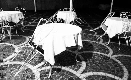 Empty chairs on table