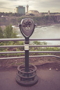 Coin-operated binoculars at observation point