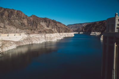 Scenic view of river against blue sky