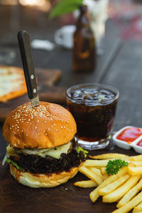 Close-up of food on table