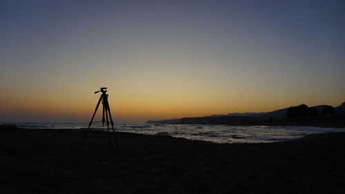 Scenic view of sea against clear sky during sunset