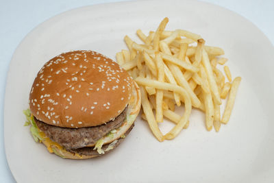 Close-up of burger on plate