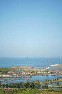 Scenic view of sea against clear sky