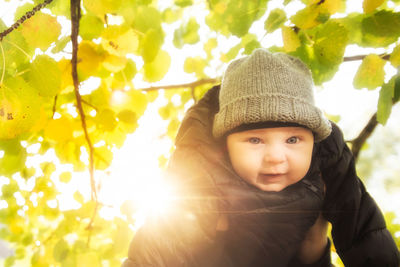 Portrait of cute girl during winter