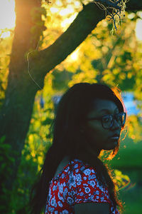 Portrait of young woman with eyes closed