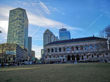 Low angle view of buildings against sky