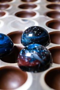 High angle view of candies on table