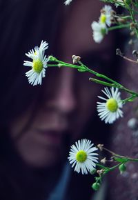 Close-up of hand holding flowers