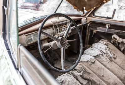 Close-up of damaged car