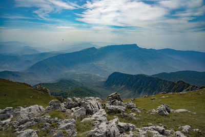 Scenic view of mountains against sky