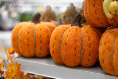 Close-up of pumpkins on table