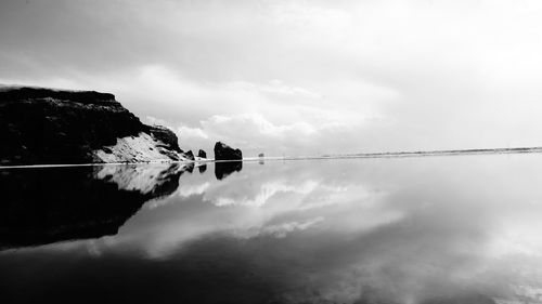 Reflection of clouds in lake against sky