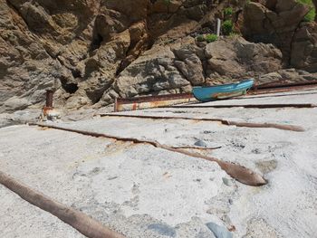 Scenic view of rock formation on beach