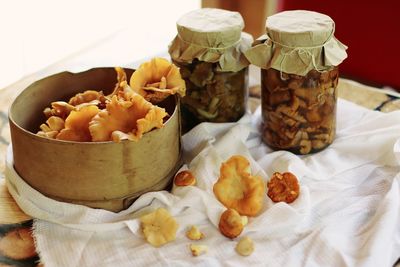 Close-up of dessert on table