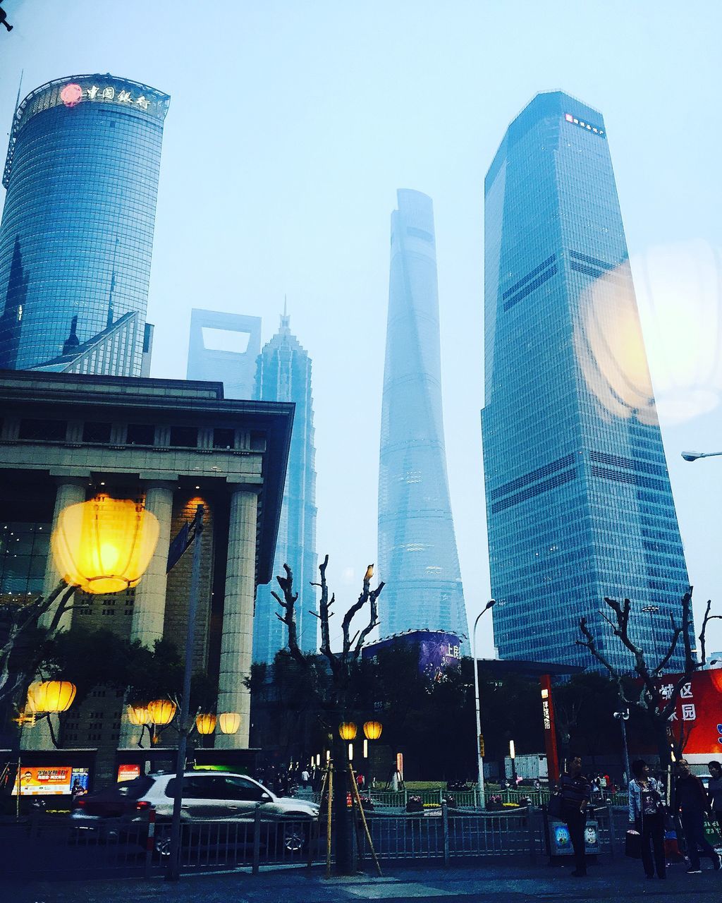 MODERN BUILDINGS AGAINST CLEAR SKY