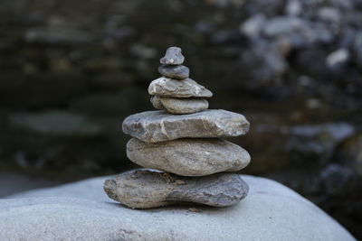 Close-up of stack of stones