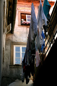 Low angle view of clothes drying on clothesline