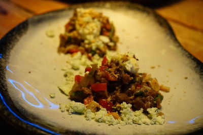 Close-up of food served in plate