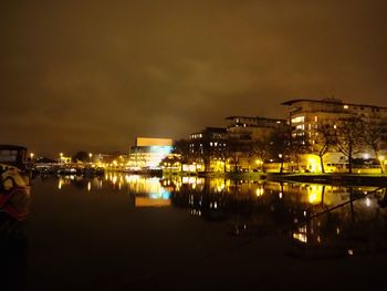View of illuminated city at night
