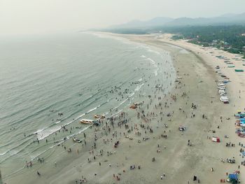 High angle view of people on beach