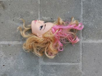 High angle portrait of woman wearing hat