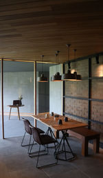 Table and chairs in restaurant