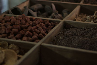 Close-up of bread in crate