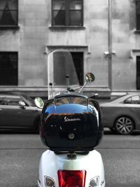 Close-up of bicycle on street