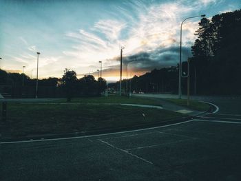 View of empty street at sunset