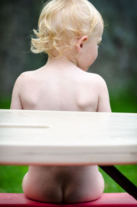 Close-up of shirtless boy