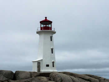Low angle view of lighthouse against sky