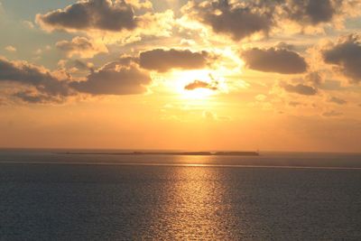 Scenic view of sea at sunset